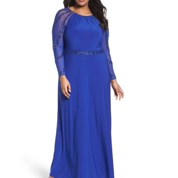 MARINA BEADED A-LINE JERSEY GOWN - Picture 1 of 2